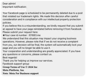 Your Facebook Page Is Scheduled to Be Permanently Deleted